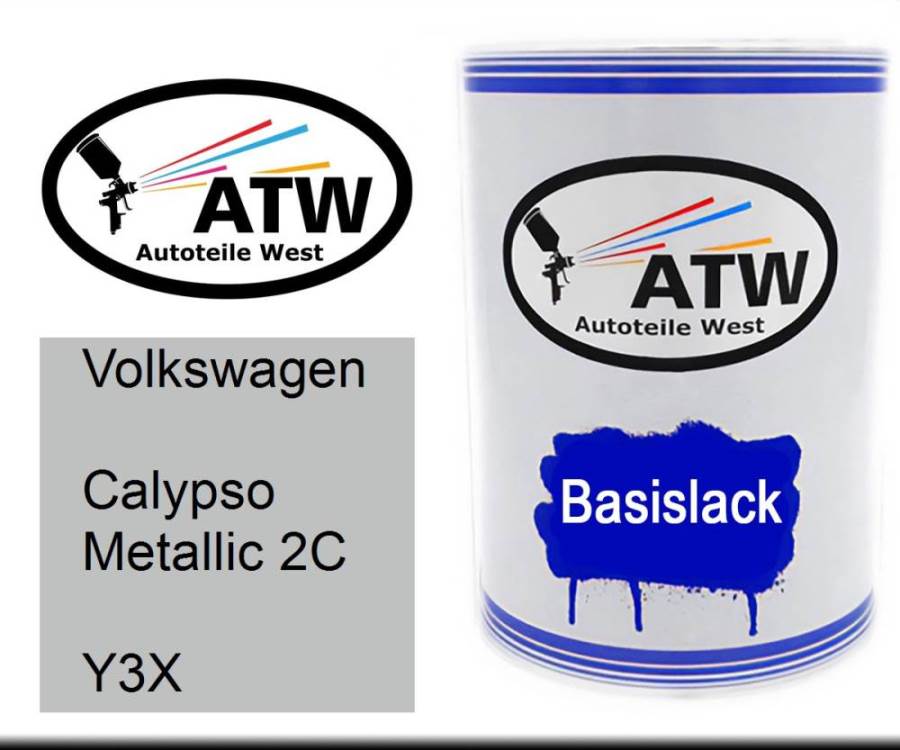 Volkswagen, Calypso Metallic 2C, Y3X: 500ml Lackdose, von ATW Autoteile West.